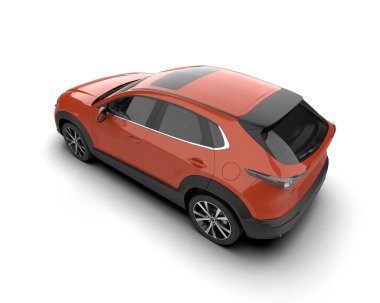 Beyaz arka planı olan kırmızı spor araba. Yan görünüş. 3d illüstrasyon