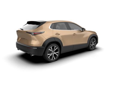 Modern SUV beyaz arka planda izole edildi. 3d oluşturma