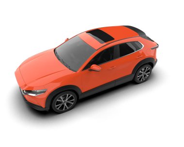 Modern araba arka planda izole edilmiş. 3D görüntüleme - illüstrasyon