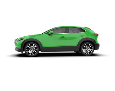 modern araba beyaz arka planda izole edildi. 3 boyutlu çizim - illüstrasyon