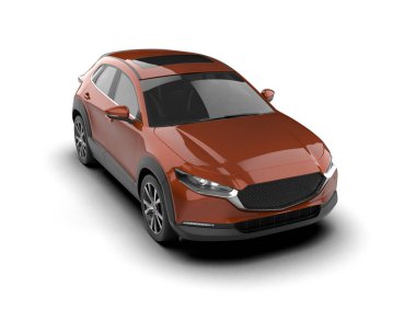 Gerçekçi kırmızı araba beyaz arka planda izole edilmiş. vektör illüstrasyonu