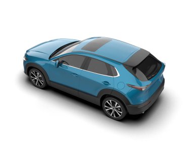 Siyah SUv beyaz arkaplanda izole edildi. 3D görüntüleme - illüstrasyon