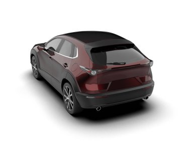 Beyaz arka planda siyah SUV, 3 boyutlu görüntüleme.