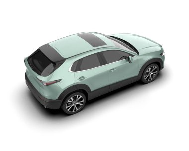 Beyaz arka planda modern bir araba. 3d oluşturma