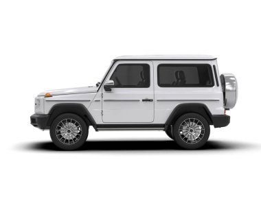 beyaz araba beyaz zemin üzerine izole