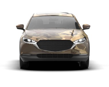 Modern araba arka planda izole edilmiş. 3D görüntüleme - illüstrasyon