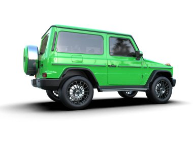 yeşil spor minibüs - yandan yakın görüntü.