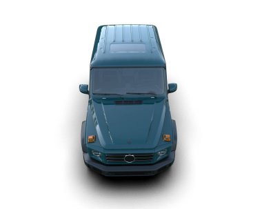 mavi ticari minibüs beyaz arkaplanda izole edildi