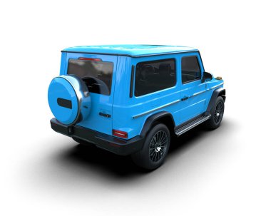 Mavi araba. 3d oluşturma