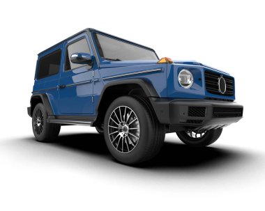 Beyaz arka planda modern lüks SUV 3D görüntüleme - 3D