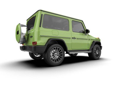 Yeşil, modern cip. Beyaz arkaplanda ön görünüm - 3d görüntüleme