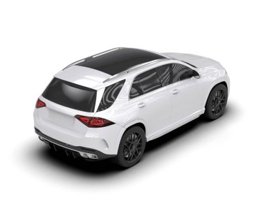 Boş beyaz arka planı olan siyah bir araba.