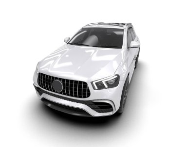 Beyaz arka planda modern bir araba. 3d illüstrasyon