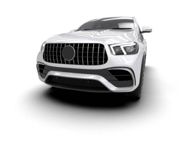 Siyah arka planda beyaz, modern bir araba. 3 Boyutlu Hazırlama