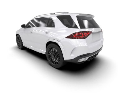 Beyaz arka planda modern SUV. 3d oluşturma