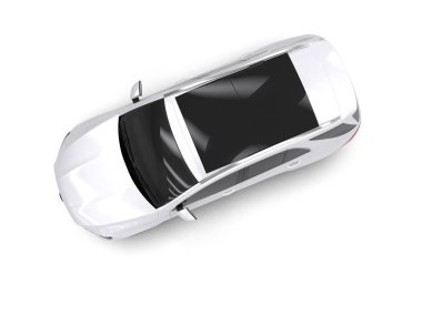 Gümüş kaplı gümüş renkli araba beyaz arka planda izole edilmiş.