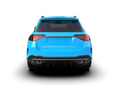 beyaz arka planda mavi modern araba 3 boyutlu görüntüleme