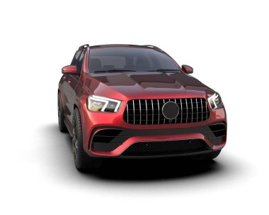 modern SUV aracı kırpma yolu ile beyaz arka planda izole edildi. 3d oluşturma.