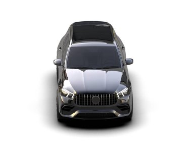 siyah araba modern araba - üst görünüm