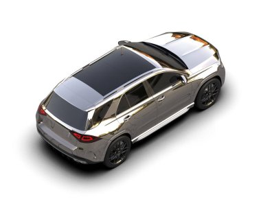 Siyah araba beyaz arka planda izole edildi. 3D görüntüleme.