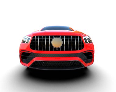 Kırmızı lüks araba beyaz arka planda izole edildi