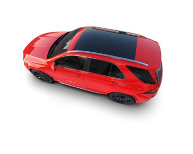 Beyaz arkaplanda 3D görüntüleme kırmızı araba