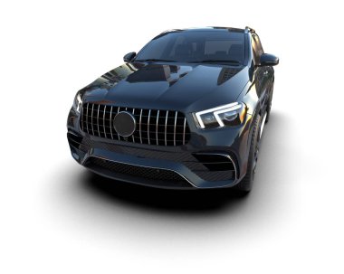 Siyah arka planda yansımalı modern lüks bir araba. 3d oluşturma