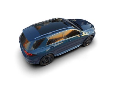 İzole edilmiş stüdyo ortamında daha az jenerik ve lüks bir arabanın 3 boyutlu çizimi.