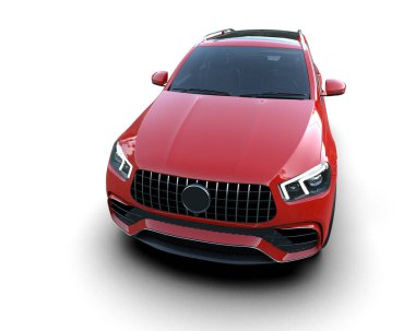 Beyaz arka planda modern bir araba. 3d oluşturma