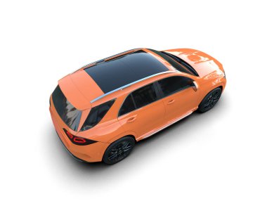 Yaratıcı tasarımın için arka planı boş turuncu şehir arabası. 3d oluşturma