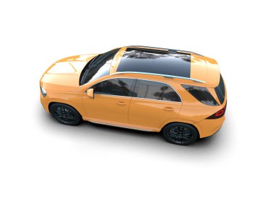 Beyaz arka planda gölgeli modern araba - 3 boyutlu illüstrasyon