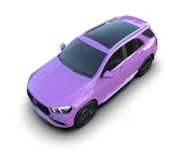 Modern araba arka planda izole edilmiş. 3D görüntüleme - illüstrasyon