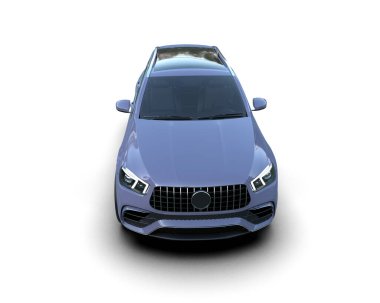 Gri arka planda mavi lüks araba 3 boyutlu görüntüleme