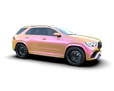 Pembe lüks araba. 3d oluşturma