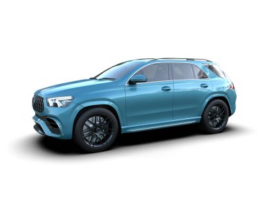 Modern SUV beyaz arka planda izole edildi. 3d oluşturma