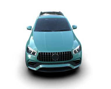 Stüdyo ortamında markasız bir SUV 'un 3 boyutlu çizimi