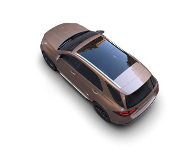 Yüzeyinde gölgesi olan gri renkli lüks bir araba. 3d oluşturma