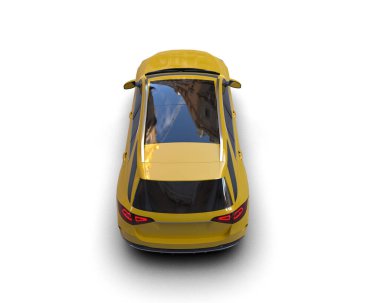 Beyaz yüzeyi olan sarı modern bir araba.