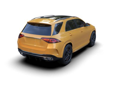 modern araba beyaz arka planda izole edildi. 3 boyutlu çizim - illüstrasyon