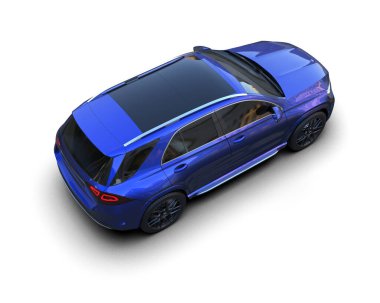 Mavi arazi aracı beyaz arka planda izole edilmiş. 3d oluşturma.