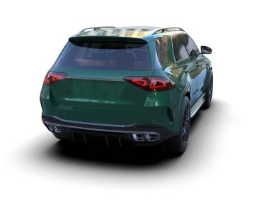 modern araba beyaz arka planda izole edildi. 3 boyutlu çizim - illüstrasyon