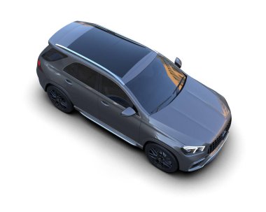 Bir markanın 3 boyutlu görüntülemesi - daha az jenerik SUV arabası beyaz üzerine izole edildi