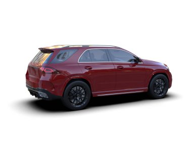Siyah SUV arabası beyaz arka planda izole edilmiş. 3d oluşturma