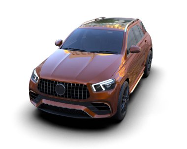 Beyaz arka planda izole edilmiş modern lüks araba. 3d oluşturma