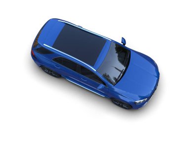 mavi araba beyaz arkaplanda izole edildi