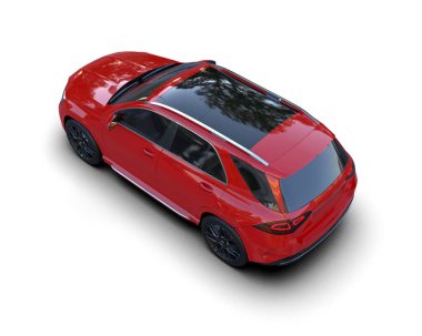 kırmızı araba beyaz arkaplanda izole edildi