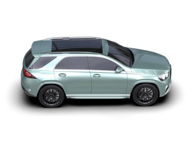 Modern SUV arabası beyaz arka planda izole edilmiş. 3d oluşturma -