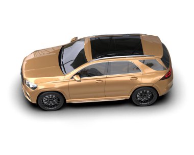 Modern araba beyazda izole edilmiş. 3D görüntüleme - illüstrasyon