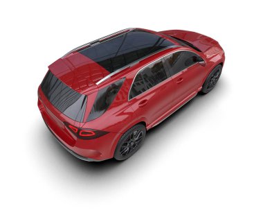 Modern SUV beyaz arka planda izole edildi. 3D görüntüleme - illüstrasyon