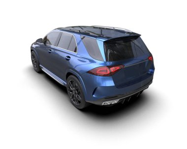 Modern araba arka planda izole edilmiş. 3D görüntüleme - illüstrasyon